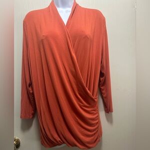 Chaus Women's XL Coral Faux Wrap Long Sleeve Top - Flattering & Versatile